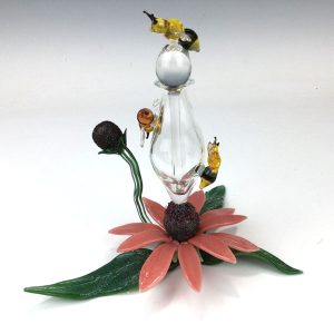 Echinacea & Bee Perfume Bottle by Loy Allen